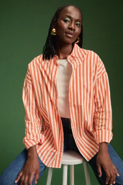 Tops & T-Shirts<Make My Lemonade CHEMISE OMER ORANGE STRIPE