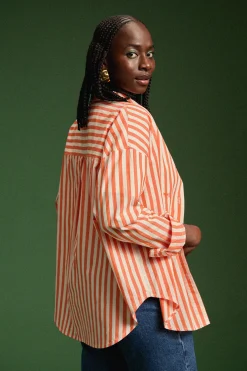 Tops & T-Shirts<Make My Lemonade CHEMISE OMER ORANGE STRIPE