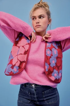 Vestes & Manteaux|Sweats & Mailles<Make My Lemonade GILET RAVEL FLEURS 70'S PURPLE