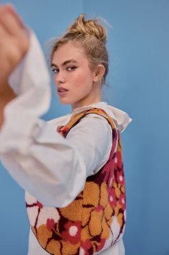 Vestes & Manteaux<Make My Lemonade GILET RAVEL MOUMOUTE FLEURS ORANGE