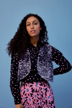 Vestes & Manteaux<Make My Lemonade GILET RAVEL SEQUINS LILAS