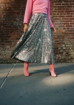 Jupes<Make My Lemonade JUPE PAULA SEQUINS ARGENTE