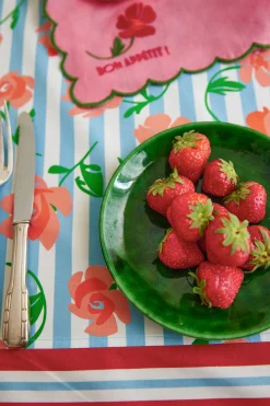Art De La Table|Le Linge<Make My Lemonade NAPPE AMELIA BLUE FLOWERS STRIPES