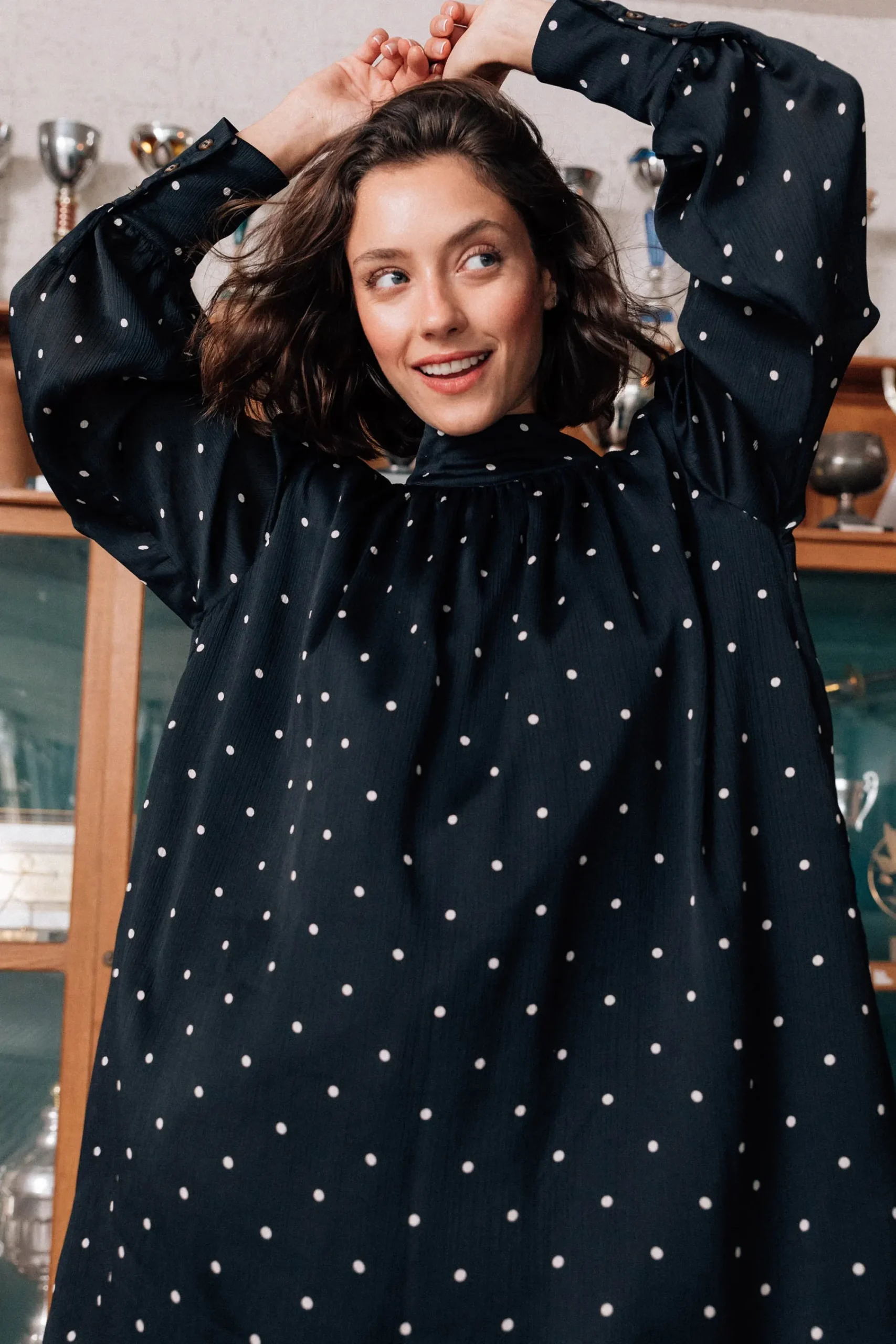 Robes & Combis<Make My Lemonade ROBE ROMINA BLACK POLKA