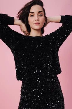 Sweats & Mailles<Make My Lemonade SWEAT HENRI SEQUINS NOIRS