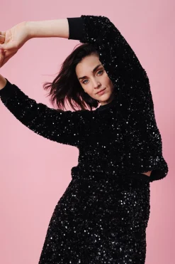 Sweats & Mailles<Make My Lemonade SWEAT HENRI SEQUINS NOIRS