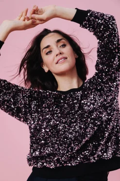 Sweats & Mailles<Make My Lemonade SWEAT HENRI SEQUINS ROSE