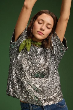 Tops & T-Shirts<Make My Lemonade TOP SONIA SEQUINS ARGENTE