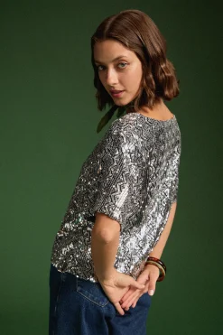 Tops & T-Shirts<Make My Lemonade TOP SONIA SEQUINS ARGENTE