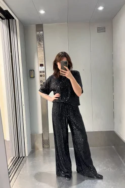 Tops & T-Shirts<Make My Lemonade TOP SONIA SEQUINS NOIRS